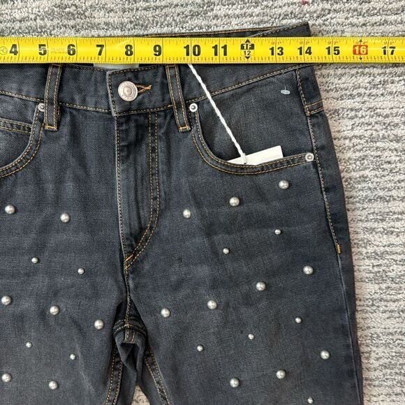 NWT Isabel Marant Pearl Bead Embellished Straight Leg Jeans Black Sz 36/ Small - Picture 10 of 16